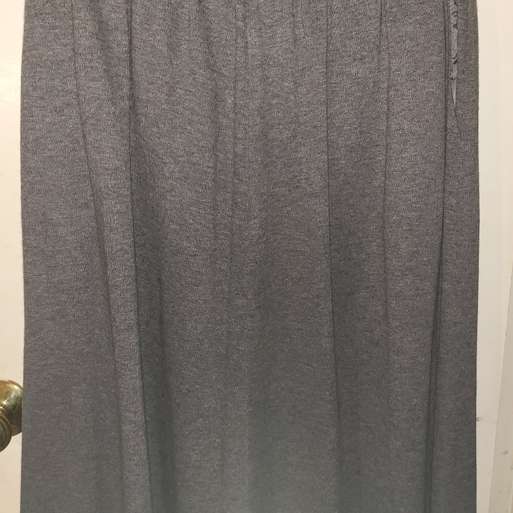 Vintage Alfred Dunner Grey Skirt Sz 14 Elastic Waist Pockets